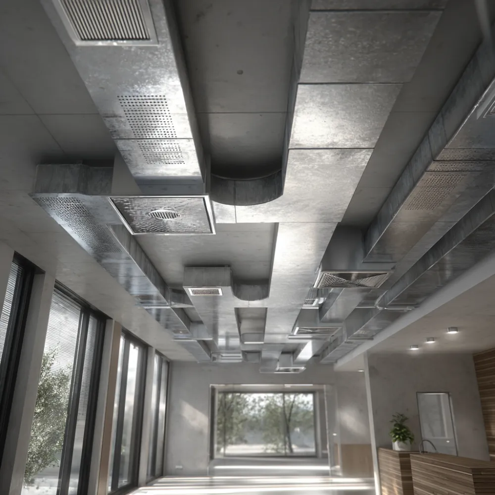 forced ventilation system before installing the false ceiling